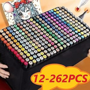 DIY Art |   12pcs-262pcs Color Art Markers Double-ended Sketch Markers Set For Drawing Comics Design HalloweenThanksgiving And Christmas Gift DIY Art DIY Art