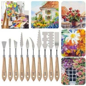 DIY Art |   1pc Painting Knives With Wood Grip Handle Stainless Steel Palette Knife Set Oil Painting Metal Knives Color Mixing Scraper DIY Art DIY Art