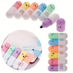 DIY Art |   6 Pcs/lot Capsules Highlighter Vitamin Pill Highlight Marker Color Pens Drawing Spot Liner Stationery Office School Supplies DIY Art DIY Art