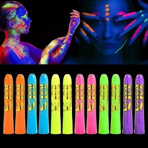 DIY Art |   6pcs UV Glow Body and Face Paint Kit – Fluorescent Crayons for Adults – Perfect for Birthday Parties, Halloween, and Masquerades DIY Art DIY Art