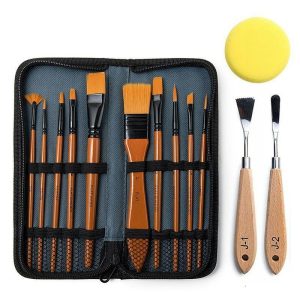 DIY Art |   cross-border brush special-shaped scraper 13-piece set sponge pigment toning painting tool storage bag nylon brush DIY Art DIY Art