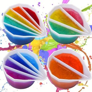 DIY Art |   Silicone Split Cups 4 Pcs Thickened And Durable Resin Mixing Cups Fluid Art Acrylic Paint Pouring Drawing Resin Pouring DIY Make Resin Art Drawings With 2-5 Channels Divider Paint Pouring Supplies DIY Art DIY Art