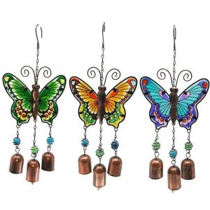 Dreamcatcher |   1pc Butterfly Metal Painted Wind Chime Outdoor Handicraft Glow In The Night Hanging Ornament For Window Balcony Garden Decor, 36x15cm/14.2”x5.9” Dreamcatcher Dreamcatcher