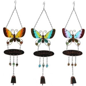 Dreamcatcher |   1pc Butterfly Metal Painted Wind Chime Outdoor Handicraft Glow In The Night Hanging Ornament For Window Balcony Garden Decor, 60x17cm/23.6”x6.7” Dreamcatcher Dreamcatcher