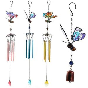 Dreamcatcher |   1pc Butterfly Painted Wind Chime Outdoor Handicraft Glow In The Night Hanging Ornament For Window Balcony Garden Decor Dreamcatcher Dreamcatcher