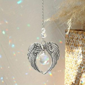 Dreamcatcher |   1pc Crystal Wind Chime Angel Wings Pendant Suitable For Wedding Party Home Decoration Car Hanging Hanging Ornament Suncatcher Photo Props Outdoor Decor Dreamcatcher Dreamcatcher