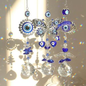 Dreamcatcher |   1PC Devil’s Eye Crystal Sun Catcher Pendant Light Shadow Wind Chime Rainbow Garden Decoration Dreamcatcher Dreamcatcher