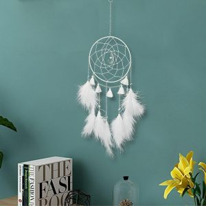 Dreamcatcher |   1pc Dream Catcher Handmade Gift Feather Hook Moon Pattern Wind Chime with One Circles Ornament Wall Hanging Decor Art Boho Style Without Light Dreamcatcher Dreamcatcher