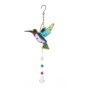 Dreamcatcher |   1pc Hummingbird Painted Wind Chime Outdoor Handicraft Glow In The Night Hanging Ornament For Window Balcony Garden Decor Dreamcatcher Dreamcatcher