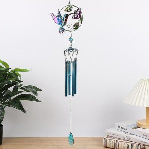 Dreamcatcher |   1pc Kingfisher Glass Painted Wind Chime Outdoor Handicraft Hanging Ornament For Window Balcony Garden Decor 16x78cm/6.3”x30.7” Dreamcatcher Dreamcatcher