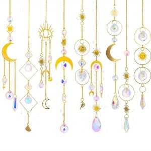 Dreamcatcher |   1pc Moon  Sun Catcher Crystal  Star Heart Prism Wind Chimes Crystal Wind Pendant Dream Catcher Room Decor Dreamcatcher Dreamcatcher