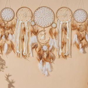 Dreamcatcher |   5pcs Large size dream catcher feather hook flower wind chimes decorative wall Hanging Decorative art Dreamcatcher Dreamcatcher