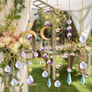 Dreamcatcher |   7pcs Crystals Suncatcher for Window,6pcs Sun Catchers with Crystals Hanging,Prism Suncatchers Rainbow Maker, Handmade Crystals String with Flower Pendants,Home Decor Outdoor Garden Car Ornament Dreamcatcher Dreamcatcher