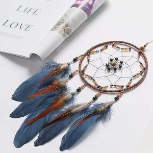 Dreamcatcher |   Blue Dream Catcher Handmade Gift Feather Hook Flower Wind Chime Ornament Wall Hanging Decor Art Dreamcatcher Dreamcatcher