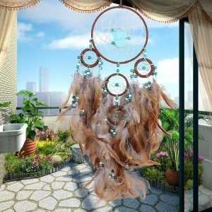 Dreamcatcher |   Boho Dream Catcher Handmade Gift Wall Hanging Decor Art Ornament Craft 5 Circles Bead Feather For Kids Bedroom Wedding Festival Dreamcatcher Dreamcatcher