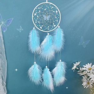 Dreamcatcher |   Butterfly Dream Catcher Handmade Gift Feather Hook Flower Wind Chime Ornament Wall Hanging Decor Art Boho Style 15x65cm/5.9”x25.5” Dreamcatcher Dreamcatcher