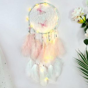 Dreamcatcher |   Butterfly Dream Catcher Handmade Gift Feather Hook Flower Wind Chime with One Circle Ornament Wall Hanging Decor Art Boho Style 16x65cm/6.2”x25.5” Dreamcatcher Dreamcatcher