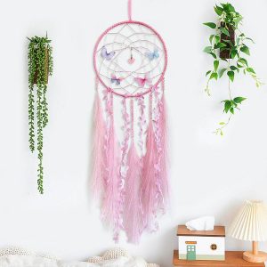 Dreamcatcher |   Butterfly Dream Catcher Handmade Gift Feather Hook Flower Wind Chime with One Circle Ornament Wall Hanging Decor Art Boho Style Dreamcatcher Dreamcatcher