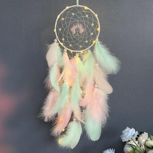 Dreamcatcher |   Colorful Tree of Life Dream Catcher Handmade Gift Feather Hook Flower Wind Chime with Gems Ornament Wall Hanging Decor, 72x16cm/28.3”x6.3” Dreamcatcher Dreamcatcher