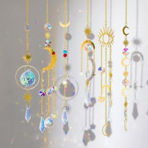 Dreamcatcher |   Crystals Suncatcher for Window,6pcs Sun Catchers with Crystals Hanging,Prism Suncatchers Rainbow Maker, Handmade Crystals String with Flower Pendants,Home Decor Outdoor Garden Car Ornament Dreamcatcher Dreamcatcher