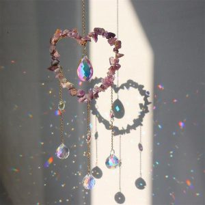 Dreamcatcher |   Love Crystal Sun catcher, Rainbow Maker, Hanging Crystal Window Prism, Witch Suncatcher Wind Chime Wall Decor, Boho Home Decor Dreamcatcher Dreamcatcher