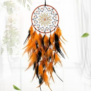 Dreamcatcher |   Orange Dream Catcher Handmade Gift Wall Hanging Decor Art Ornament Craft Feather For Kids Bedroom Wedding Festival Dreamcatcher Dreamcatcher