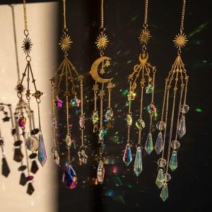 Dreamcatcher |   Suncatcher Crystal Wind Chimes -Sun Catchers Indoor Window Teardrop Crystal Beads Prism Sun Catcher Garden Outdoor Home Decorations Hanging Decor for Ceiling Kitchen Light Catcher Dreamcatcher Dreamcatcher