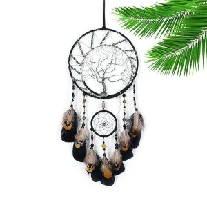 Dreamcatcher |   Tree of Life Dream Catcher Handmade Gift Feather Hook Flower Wind Chime Ornament Wall Hanging Decor Art Boho Style 20*40cm Dreamcatcher Dreamcatcher