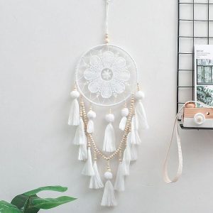 Dreamcatcher |   White Dream Catcher Handmade Gift with One-ring Feather Wall Hanging Decor Art Wind Chimes Boho Style Home Decor Dreamcatcher Dreamcatcher