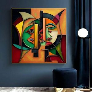 Oil Paintings |   Abstract Art Colorful Face Canvas Painting Wall Pictures For Living Room Wall Art Handmade On Canvas Modern Decorative Pictures (No Frame) Oil Paintings Oil Paintings