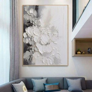 Oil Paintings |   Gray and White Abstract Art Handmade Oil Painting on Canvas Wabi Sabi Wall Art Gray Minimalist Painting 3D Textured Acrylic Painting Home Wall Decor Oil Paintings Oil Paintings