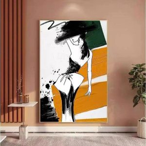 Oil Paintings |   Hand painted Abstract Figure Model Canvas Painting Pictures and Handmade Modern Girl Home Decoration Wall Art Pcture for Living Room Bedroom Oil Paintings Oil Paintings