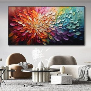 Oil Paintings |   Hand painted knife Flower Oil Painting on Canvas  Artist Outfit Blooming Flower Botanical painting Landscape Art texture painting for  Living Room Decor Painting Wall Decor Painting Oil Paintings Oil Paintings