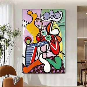 Oil Paintings |   Hand Painted Picasso Oil Painting Wall Picasso Painting Abstract Figurative Wall Art Picture Handmade Painting Artwork for Home Decor Living Room Bedroom Decor Rolled Canvas No Frame Wall Art Oil Paintings