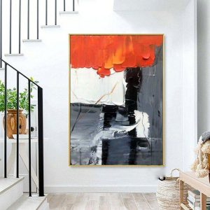 Oil Paintings |   Handmade Oil Painting Canvas Wall Art Decor Abstract Knife Painting Landscape Black For Home Decor Rolled Frameless Unstretched Painting Oil Paintings Oil Paintings