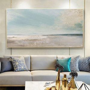 Oil Paintings |   Handmade Oil Painting Canvas Wall Art Decoration Abstract Seascape Painting Beach Ocean for Home Decor Rolled Frameless Unstretched Painting Oil Paintings Oil Paintings