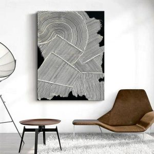 Oil Paintings |   Handmade Oil Painting Canvas Wall Art Decoration Black and White Simple Texture Abstract for Home Decor Rolled Frameless Unstretched Painting Oil Paintings Oil Paintings