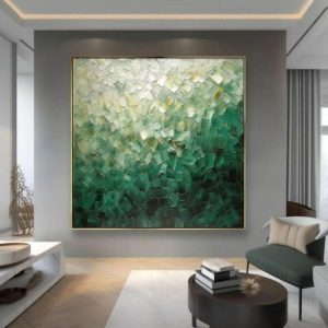 Oil Paintings |   Handmade Oil Painting Canvas Wall Art Decoration Contemporary Green Abstract for Home Decor Rolled Frameless Unstretched Painting Oil Paintings Oil Paintings