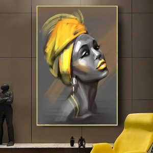 Oil Paintings |   Handmade Oil Painting Canvas Wall Art Decoration Modern African Women Figure Portrait for Home Decor Rolled Frameless Unstretched Painting Oil Paintings Oil Paintings