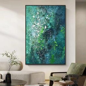 Oil Paintings |   Handmade Oil Painting Canvas Wall Art Decoration Modern Green Abstract Texture for Home Room Decor Rolled Frameless Unstretched Painting Oil Paintings Oil Paintings