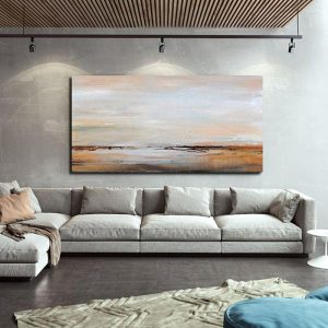 Oil Paintings |   Handmade Oil Painting Canvas Wall Art Decorative Abstract Knife Painting Landscape Yellow For Home Decor Rolled Frameless Unstretched Painting Oil Paintings Oil Paintings