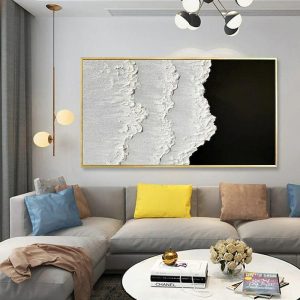 Oil Paintings |   Handmade Oil Painting Canvas Wall Art Decorative Abstract Knife Painting Seascape White For Home Decor Rolled Frameless Unstretched Painting Oil Paintings Oil Paintings