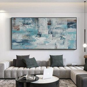 Oil Paintings |   Handmade Oil Painting CanvasWall Art Decoration Abstract Knife Painting Landscape Blue For Home Decor Rolled Frameless Unstretched Painting Oil Paintings Oil Paintings