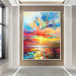 Oil Paintings |   Handmade Oil Painting CanvasWall Art DecorationAbstract Knife Painting Landscape Yellow For Home Decor Stretched Frame Hanging Painting Oil Paintings Oil Paintings