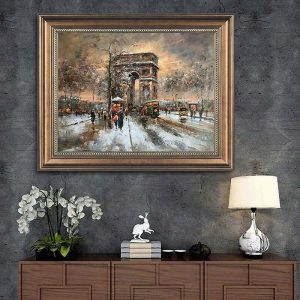 Oil Paintings |   Handmade Oil Paintings Canvas Wall Art Decoration Impression Knife Painting Famous Street view of Paris Landscape for Home Decor Rolled Frameless Unstretched Painting Oil Paintings Oil Paintings