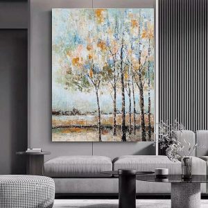 Oil Paintings |   Handmade Oil Paintings Canvas Wall Art Decoration Modern Abstract Small Wooded Rural Landscape for Home Decor Rolled Frameless Unstretched Painting Oil Paintings Oil Paintings