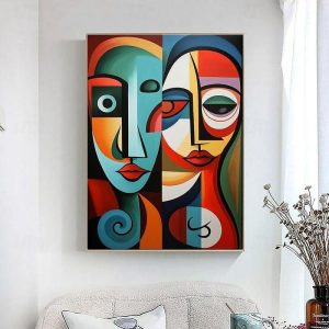 Oil Paintings |   Handmade Picasso Style Oil Painting Abstraction In Art Hand Painted Vertical Abstract People Modern Rolled Canvas Home Decor For Living Room (No Frame) Oil Paintings Oil Paintings