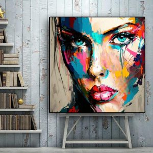 Oil Paintings |   Handmade Wall Art Palette Figure Portrait Woman Face Home Wall Decor Rolled Canvas (No Frame) Oil Paintings Oil Paintings