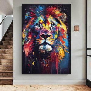 Oil Paintings |   Large Lion Oil Painting on Canvas hand painted tiger Abstract Animal Canvas painting Wall Art Modern Impressionist Lion Artwork picture for Living Room bedroom wall home decor Oil Paintings Oil Paintings