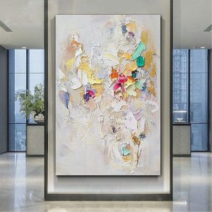 Oil Paintings |   Large Texture Abstract Oil Painting Colorful Painting White Textured Art Knife Painting Hand-painted Abstract Art Large Canvas Art Modern Art Oil Paintings Oil Paintings